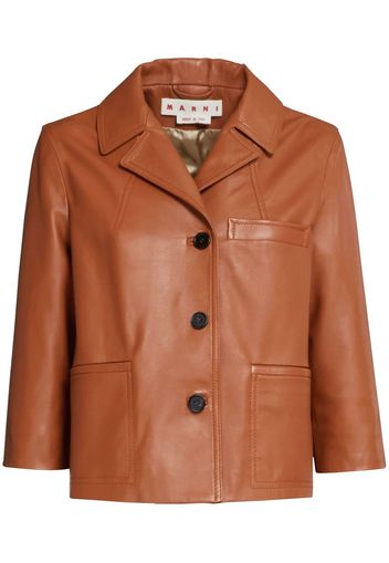 Marni single-breasted leather jacket - Marrone