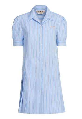 Marni embroidered-logo pinstripe-print dress - Blu