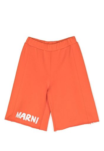 Marni Kids logo-print track shorts - Arancione