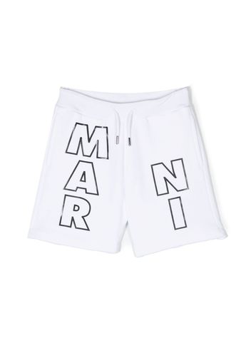 Marni Kids logo-print track shorts - Bianco