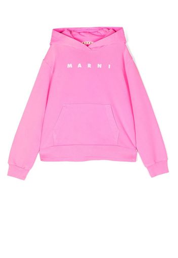 Marni Kids logo-print cotton hoodie - Rosa