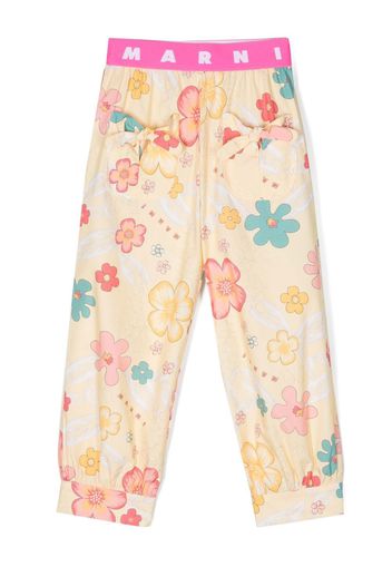 Marni Kids floral-print straight-leg trousers - Giallo