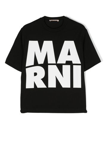 Marni Kids logo-print short-sleeve T-shirt - Nero