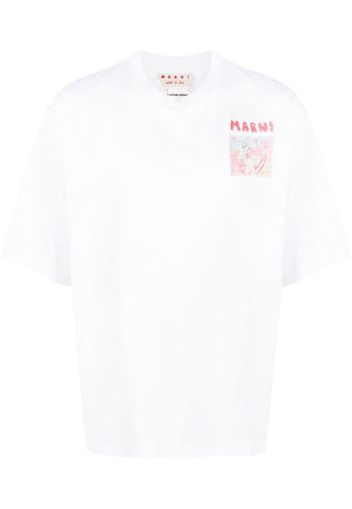 Marni chest logo-print detail T-shirt - Bianco