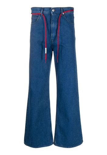 Marni logo-patch wide-leg jeans - Blu