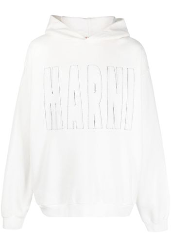 Marni logo-print hoodie - Bianco