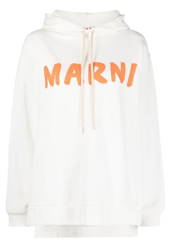 Marni logo-print cotton hoodie - Bianco