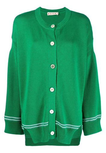 Marni intarsia-knit logo cotton cardigan - Verde