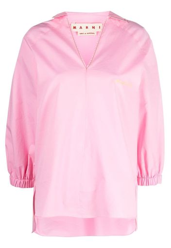 Marni roll-sleeve V-neck shirt - Rosa