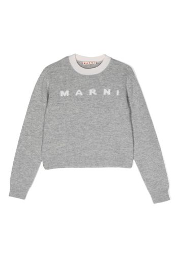 Marni Kids logo-print knitted jumper - Grigio
