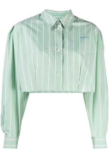 Marni stripe-pattern cropped shirt - Verde
