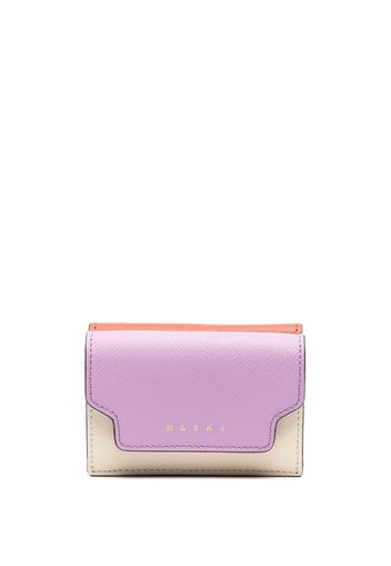 Marni logo-plaque leather purse - Marrone