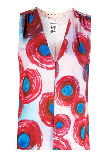 Marni abstract-print sleeveless shirt - Rosso