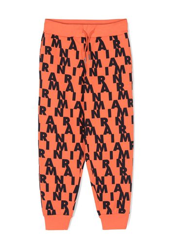 Marni Kids logo-print cotton track pants - Arancione