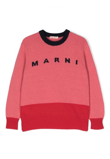 Marni Kids intarsia-logo panelled jumper - Rosa