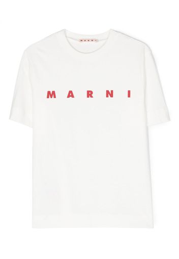 Marni Kids logo-print crew-neck T-shirt - Bianco