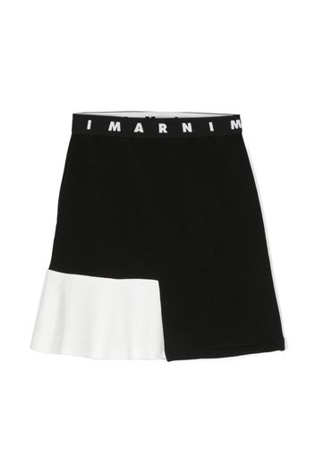 Marni Kids logo-waistband flared skirt - Nero