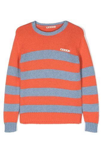 Marni Kids logo-patch striped jumper - Arancione