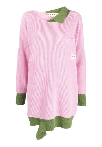 Marni asymmetric raw-edge ribbed jumper - Rosa