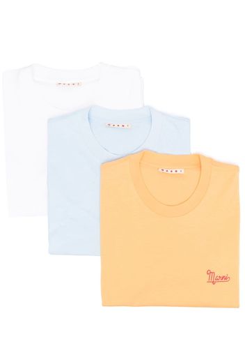 Marni three-pack embroidered-logo T-shirt - Bianco