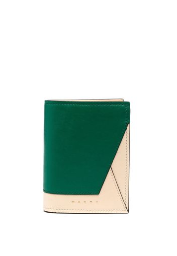 Marni logo-stamp leather wallet - Verde