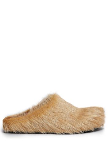 Marni Sabot brushed leather slides - Marrone