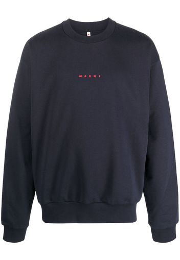 Marni logo-print cotton sweatshirt - Blu