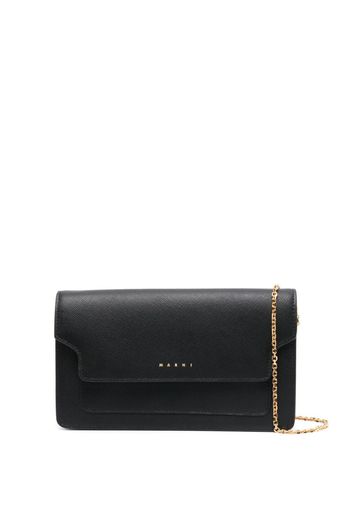 Marni logo-print leather clutch - Nero