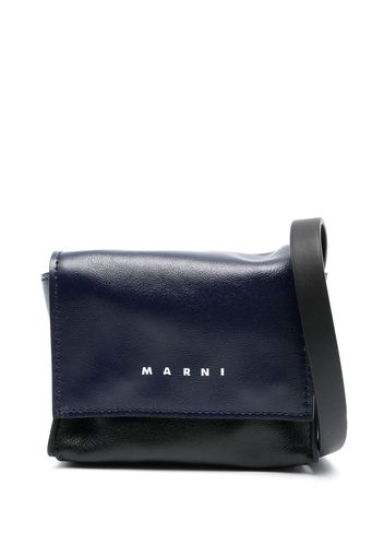 Marni logo-print messenger bag - Nero