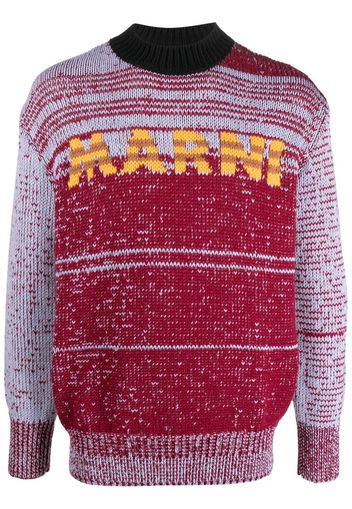 Marni intarsia-knit-logo virgin-wool sweater - Blu