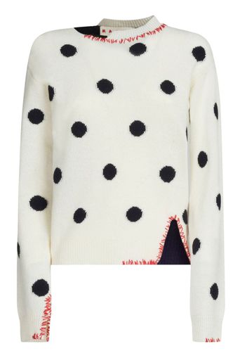 Marni polka-dot distressed-effect jumper - Bianco