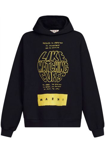 Marni slogan-print cotton hoodie - Nero