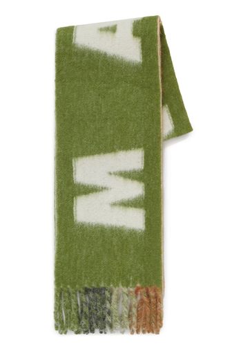 Marni embroidered-logo scarf - Verde