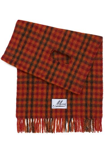 Marni cut-out detail checked scarf - Arancione