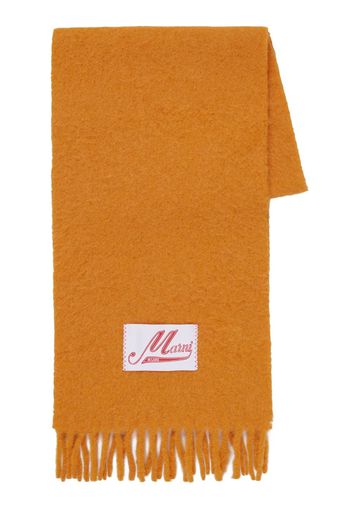 Marni logo-patch frayed scarf - Arancione