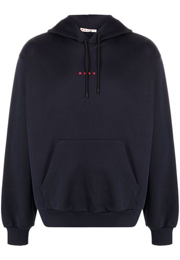 Marni logo-print cotton hoodie - Blu