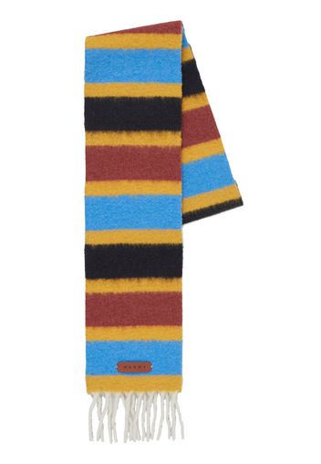 Marni logo-patch striped scarf - Giallo