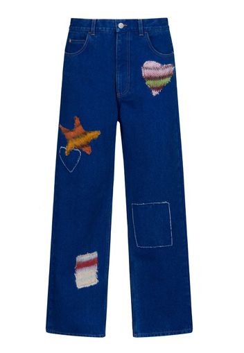 Marni Jeans a gamba ampia con design patchwork - Blu