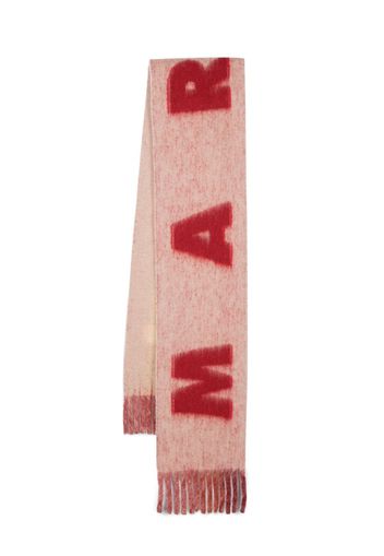 Marni embroidered-logo scarf - Rosso