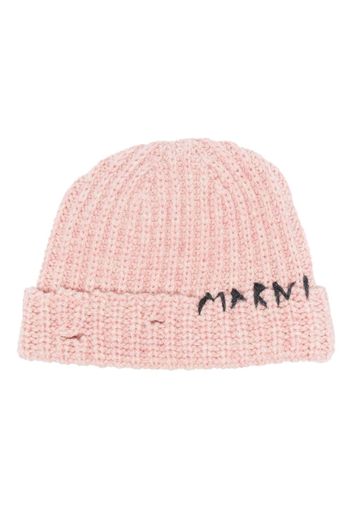 Marni logo-embroidered intarsia-knit beanie - Rosa