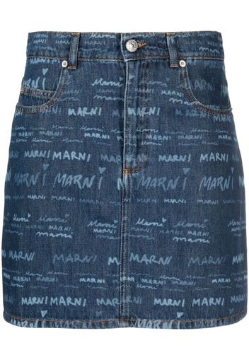 Marni Gonna denim con stampa - Blu