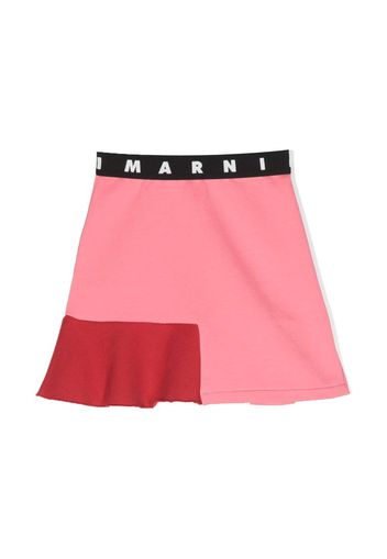 Marni Kids logo-waistband flared-hem skirt - Rosa