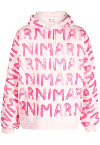 Marni logo-print drawstring hoodie - Rosa