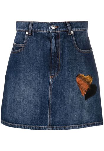Marni heart-appliqué denim miniskirt - Blu
