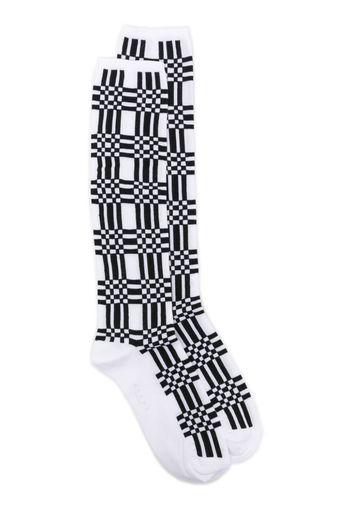 Marni check-pattern ankle socks - Bianco