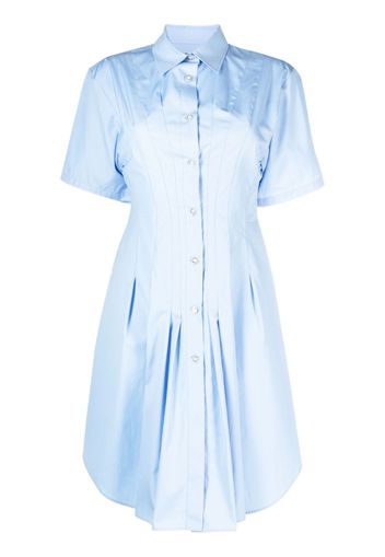 Marni pleat-detailing flared cotton shirtdress - Blu