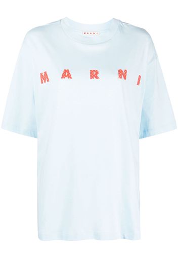 Marni logo-print cotton T-shirt - Blu