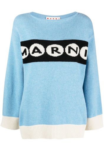 Marni intarsia-knit logo virgin wool jumper - Blu