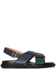 Blue and green Fussbett leather sandals