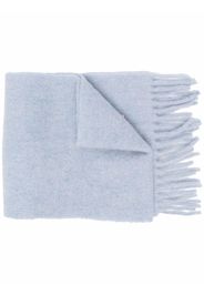 Marni logo-patch fringe scarf - Blu